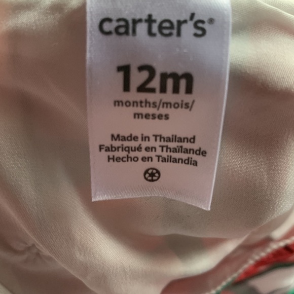 12 month Carter's Red, White and Green Plaid Christmas Dress💚 - Picture 4 of 4